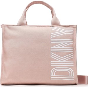 Różowa torebka DKNY duża w wakacyjnym stylu na ramię