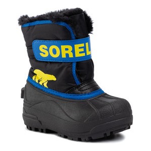 Czarne buty dziecięce zimowe Sorel dla chłopców na rzepy
