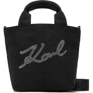 Czarna torebka Karl Lagerfeld matowa w wakacyjnym stylu na ramię