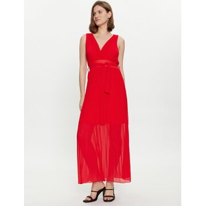 Czerwona sukienka Dixie z dekoltem w kształcie litery v maxi