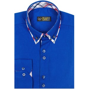 Niebieska koszula Denley z kołnierzykiem button down z długim rękawem