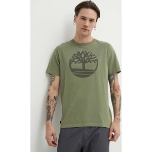 Zielony t-shirt Timberland w młodzieżowym stylu z bawełny