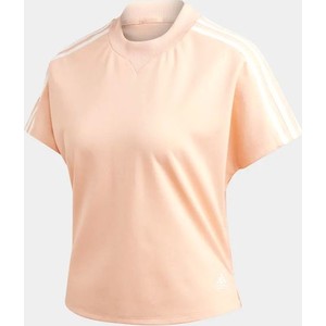 Różowa bluzka Adidas z krótkim rękawem w sportowym stylu z bawełny