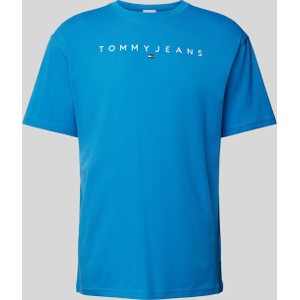 Niebieski t-shirt Tommy Jeans w młodzieżowym stylu z bawełny z krótkim rękawem