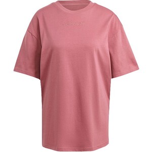 Różowy t-shirt Adidas Originals w sportowym stylu z krótkim rękawem