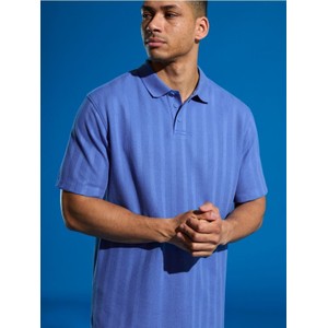 Niebieska koszulka polo Sinsay z krótkim rękawem w stylu casual z bawełny