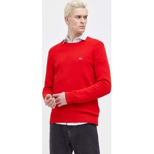 Czerwony sweter Tommy Jeans z okrągłym dekoltem