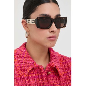 Brązowe okulary damskie Versace
