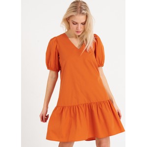 Pomarańczowa sukienka Gate w stylu casual z krótkim rękawem mini