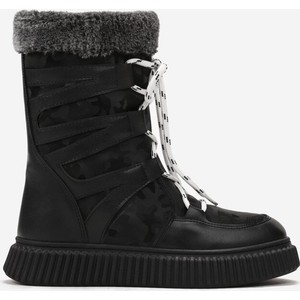 Czarne buty dziecięce zimowe born2be