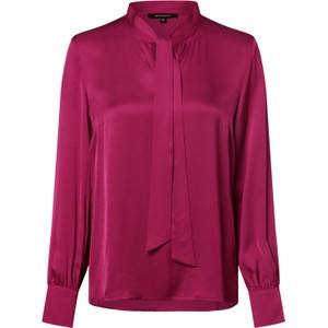 Różowa bluzka More & More z długim rękawem z dekoltem w kształcie litery v w stylu casual