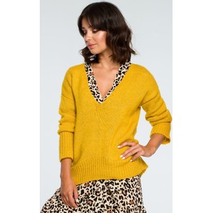 Żółty sweter Be Knit w stylu casual z wełny