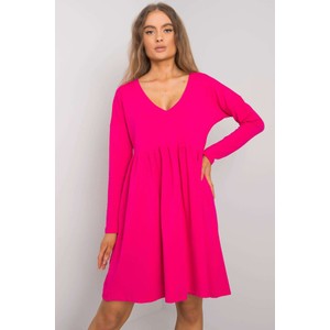 Różowa sukienka 5.10.15 z długim rękawem w stylu casual z bawełny