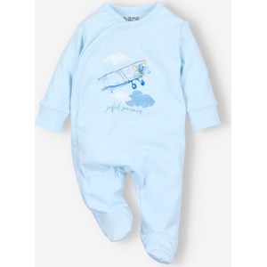 NINI Błękitny pajac niemowlęcy z bawełny organicznej dla chłopca