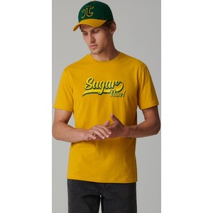 Żółty t-shirt Sinsay w młodzieżowym stylu z krótkim rękawem