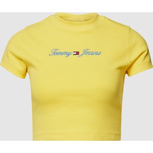 Żółty t-shirt Tommy Jeans z krótkim rękawem z bawełny