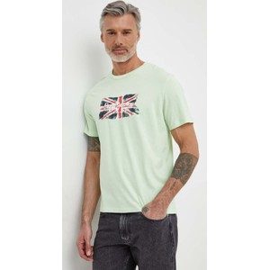 Zielony t-shirt Pepe Jeans z bawełny z krótkim rękawem z nadrukiem
