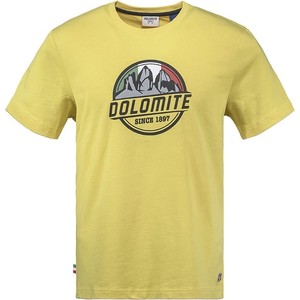 Żółty t-shirt Dolomite w młodzieżowym stylu z krótkim rękawem z bawełny