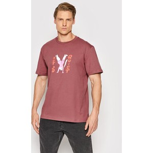 Czerwony t-shirt Volcom w młodzieżowym stylu