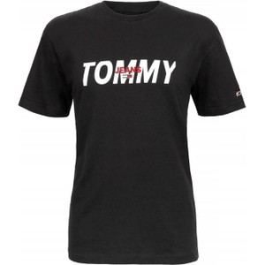 Czarny t-shirt Tommy Hilfiger z bawełny w młodzieżowym stylu