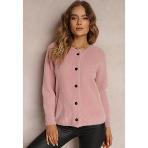 Różowy sweter Renee w stylu casual z wełny