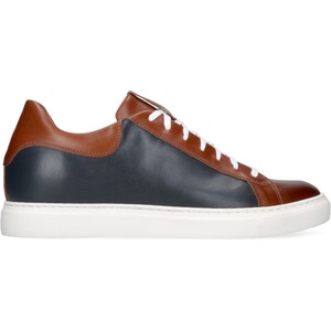 Granatowo-brązowe sneakersy podwyższające, buty ze skóry, Conhpol Dynamic, SH2680-05