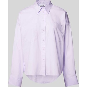 Fioletowa bluzka Esprit z bawełny z dekoltem w kształcie litery v