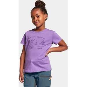 Fioletowa bluzka dziecięca Didriksons z krótkim rękawem z bawełny dla dziewczynek