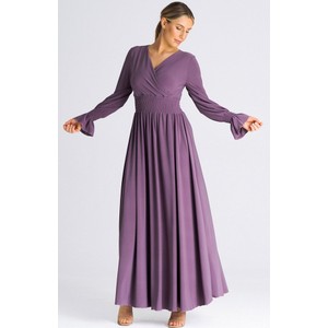 Fioletowa sukienka Fokus z długim rękawem maxi
