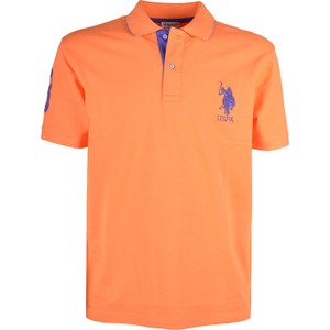 Pomarańczowy t-shirt U.S. Polo w stylu casual z krótkim rękawem