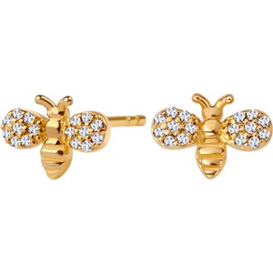 Mini - Biżuteria Yes Kolczyki srebrne pozłacane z cyrkoniami - pszczoły - Mini