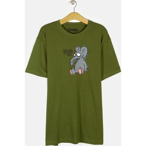 Zielony t-shirt Gate z nadrukiem z bawełny