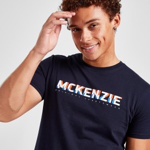 Granatowy t-shirt Mckenzie z krótkim rękawem w młodzieżowym stylu