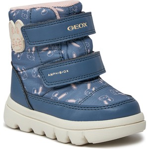 Niebieskie buty dziecięce zimowe Geox na rzepy