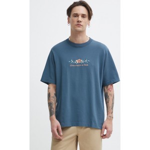 Niebieski t-shirt Abercrombie & Fitch w młodzieżowym stylu z bawełny