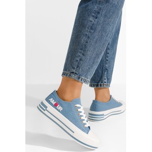 Niebieskie trampki Zapatos w młodzieżowym stylu z płaską podeszwą sznurowane
