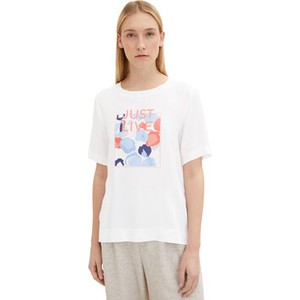 T-shirt Tom Tailor w młodzieżowym stylu z okrągłym dekoltem z nadrukiem