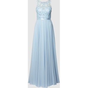 Niebieska sukienka Luxuar Fashion bez rękawów maxi z szyfonu