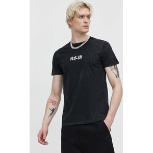 Czarny t-shirt Kaotiko z krótkim rękawem z bawełny w młodzieżowym stylu