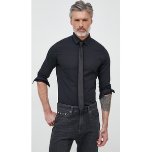 Czarna koszula Calvin Klein z klasycznym kołnierzykiem z długim rękawem w stylu casual