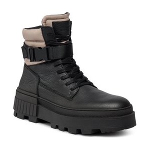 Czarne buty zimowe Tommy Hilfiger w stylu casual sznurowane