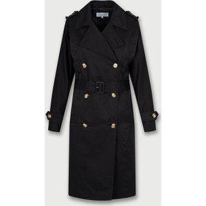 Czarny płaszcz Molton z bawełny bez kaptura długi