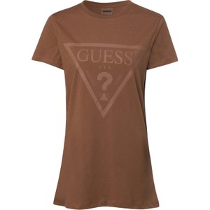Brązowy t-shirt Guess z bawełny