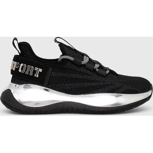 Czarne buty sportowe Plein Sport z płaską podeszwą sznurowane w sportowym stylu