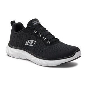 Czarne buty sportowe Skechers w sportowym stylu z płaską podeszwą sznurowane