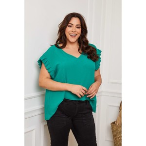 Zielona bluzka Plus Size Company z krótkim rękawem w stylu casual