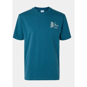 Niebieski t-shirt Selected Homme z krótkim rękawem