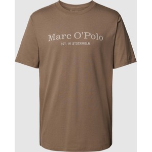 Brązowy t-shirt Marc O'Polo z nadrukiem w młodzieżowym stylu z krótkim rękawem