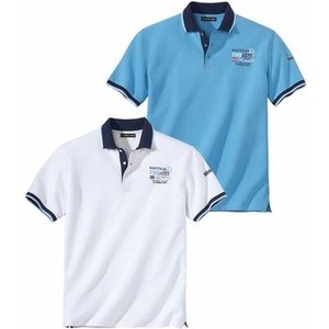 Niebieska koszulka polo Atlas For Men z krótkim rękawem w stylu casual