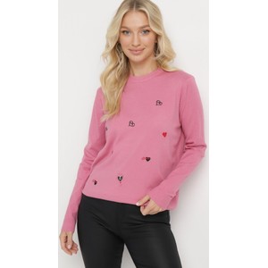 Różowy sweter born2be z kaszmiru w stylu casual